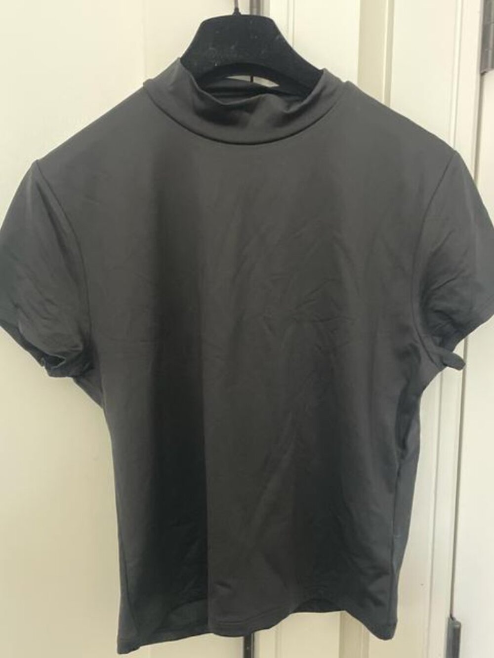 Black mock neck crop top
